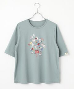 綿モダールシャーリング ポケット付きブラウス【8分袖