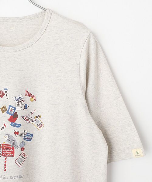 Mademoiselle NON NON / マドモアゼルノンノン Tシャツ | オーガニック天竺 レター＆フクロウモチーフプリントTシャツ | 詳細3