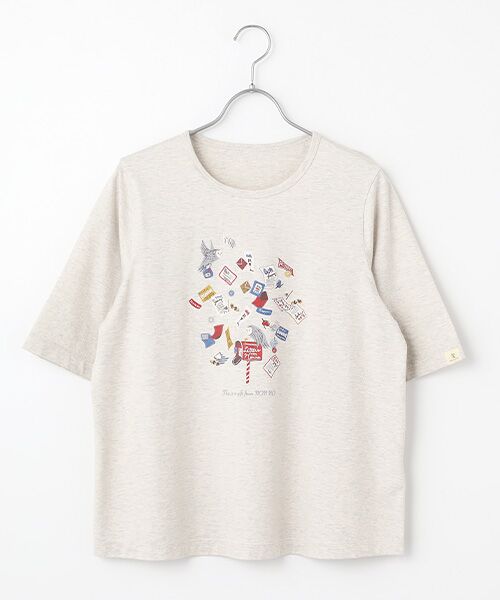 オーガニック天竺 レター＆フクロウモチーフプリントTシャツ （T
