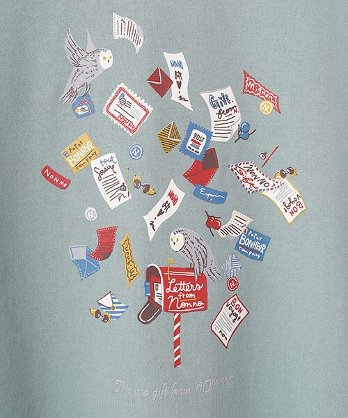 Mademoiselle NON NON / マドモアゼルノンノン Tシャツ | オーガニック天竺 レター＆フクロウモチーフプリントTシャツ | 詳細7