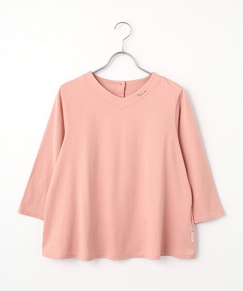 Mademoiselle NON NON / マドモアゼルノンノン Tシャツ | GIZANDY天竺 VネックフレアーTシャツ（ピンク）