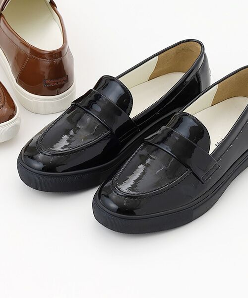 Mademoiselle NON NON / マドモアゼルノンノン レインシューズ | フォスターエナメルレインシューズ【スリッポンタイプ】（クロ×クロ）