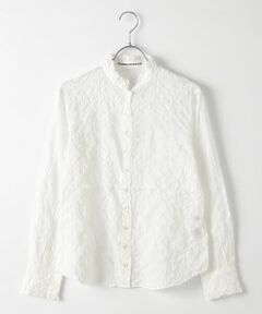 Mademoiselle NON NON / マドモアゼルノンノン シャツ・ブラウス | 綿モダールシャーリング　スタンドフリル衿ブラウス