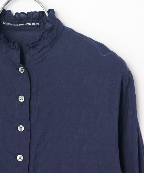 Mademoiselle NON NON / マドモアゼルノンノン シャツ・ブラウス | 綿モダールシャーリング　スタンドフリル衿ブラウス | 詳細5