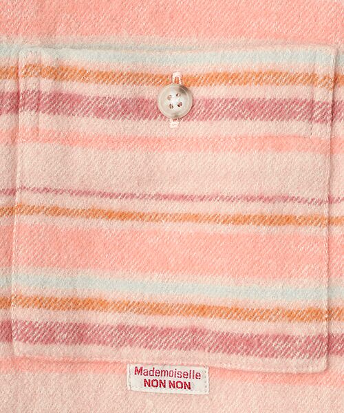 Mademoiselle NON NON / マドモアゼルノンノン シャツ・ブラウス | ネルダブルフェイスボーダー×無地 フード付きネルシャツ | 詳細1