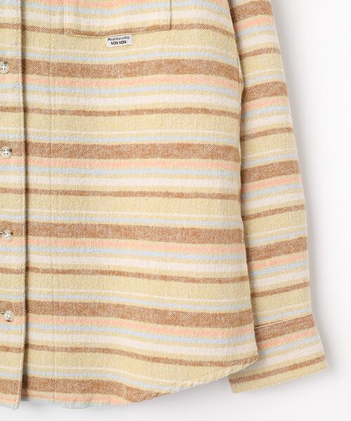 Mademoiselle NON NON / マドモアゼルノンノン シャツ・ブラウス | ネルダブルフェイスボーダー×無地 フード付きネルシャツ | 詳細4