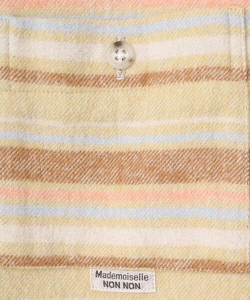 Mademoiselle NON NON / マドモアゼルノンノン シャツ・ブラウス | ネルダブルフェイスボーダー×無地 フード付きネルシャツ | 詳細6