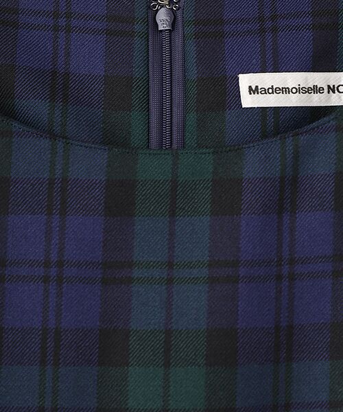 マドモアゼルノンノ　ロングワンピース　チェック　ピンタック　リボン付き　美品　M マドモアゼルノンノ ロングワンピース チェック ピンタック