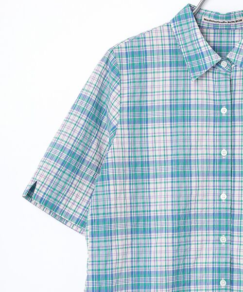 Mademoiselle NON NON / マドモアゼルノンノン シャツ・ブラウス | シャーリング 5分袖チェックシャツ | 詳細8