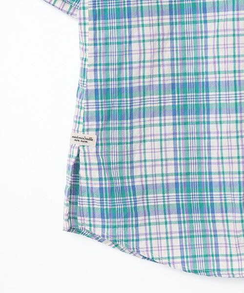 Mademoiselle NON NON / マドモアゼルノンノン シャツ・ブラウス | シャーリング 5分袖チェックシャツ | 詳細9