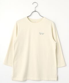 Mademoiselle NON NON / マドモアゼルノンノン カットソー | スーピマ裏毛ロゴ刺繍入りカットソー