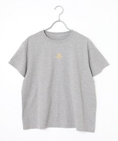 マドモアゼルノンノン　プリントTシャツ グレー 定番】天竺無シル防縮加工 ロゴプリント8分袖Tシャツ（WOMEN