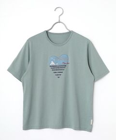 美品　マドモアゼルノンノン　エッフェル塔　ロゴ刺繍　半袖Tシャツ 定番】マハバーラ天竺 ロゴプリントTシャツ【8分袖】 （Tシャツ