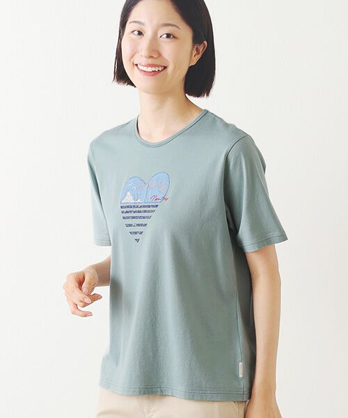 Mademoiselle NON NON / マドモアゼルノンノン Tシャツ | オーガニック天竺 ハートボーダーアップリケ刺繍Tシャツ | 詳細8