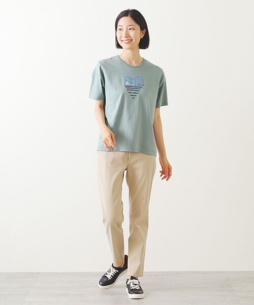 Mademoiselle NON NON / マドモアゼルノンノン Tシャツ | オーガニック天竺 ハートボーダーアップリケ刺繍Tシャツ | 詳細11