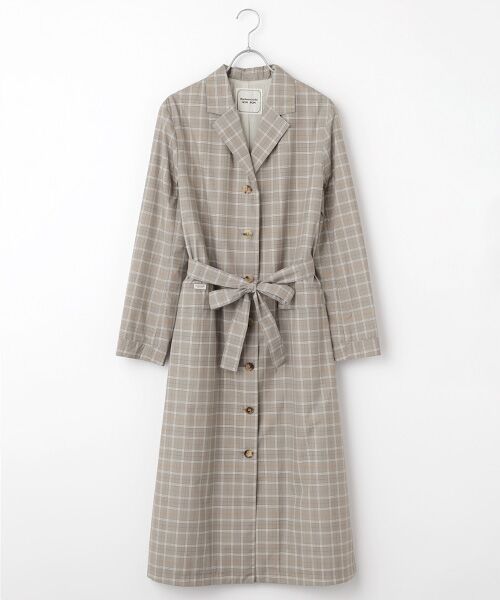 Mademoiselle NON NON / マドモアゼルノンノン その他アウター | ポプリンチェックシリコンコーティング撥水 チェスター風ロングコート（ブラウン系）