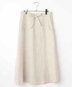 Mademoiselle NON NON / マドモアゼルノンノン ロング・マキシ丈スカート | リネン刺し子ステッチボーダー Aラインスカート
