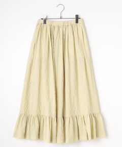 Mademoiselle NON NON / マドモアゼルノンノン ロング・マキシ丈スカート | シャーリングツイル無地＆チェック 2段ティアードスカート