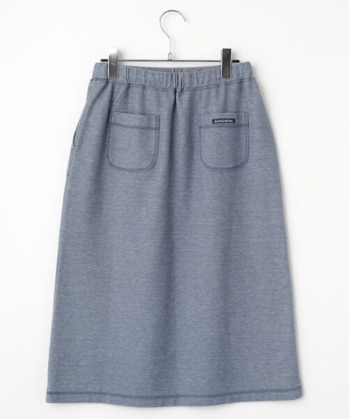 Mademoiselle NON NON / マドモアゼルノンノン ミニ・ひざ丈スカート | デニムライクストレッチカルゼ セミタイトスカート | 詳細1