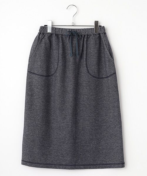 Mademoiselle NON NON / マドモアゼルノンノン ミニ・ひざ丈スカート | デニムライクストレッチカルゼ セミタイトスカート（インディゴネイビー）