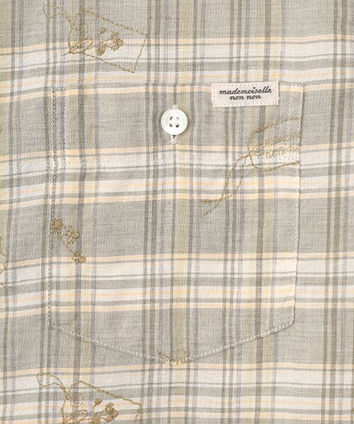 Mademoiselle NON NON / マドモアゼルノンノン シャツ・ブラウス | オーガニックコットンチェック メープル＆ナッツ刺繍シャツ | 詳細5