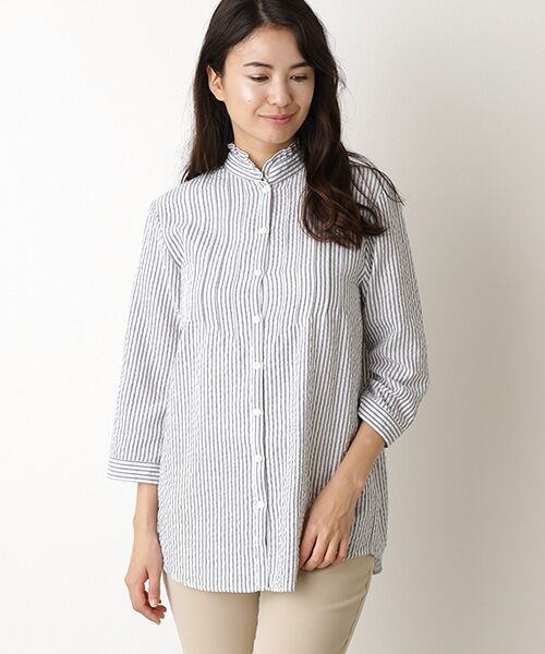 Mademoiselle NON NON / マドモアゼルノンノン シャツ・ブラウス | シャーリングツイル チュニックブラウス | 詳細9