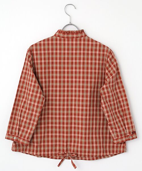 Mademoiselle NON NON / マドモアゼルノンノン シャツ・ブラウス | オーガニックブロードチェック スタンドフリルブラウス | 詳細2