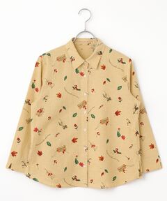 Mademoiselle NON NON 半袖リーフ柄シャツ Mademoiselle NON NON / マドモアゼルノンノン シャツ・ブラウス
