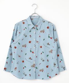 Mademoiselle NON NON 半袖リーフ柄シャツ Mademoiselle NON NON / マドモアゼルノンノン シャツ・ブラウス