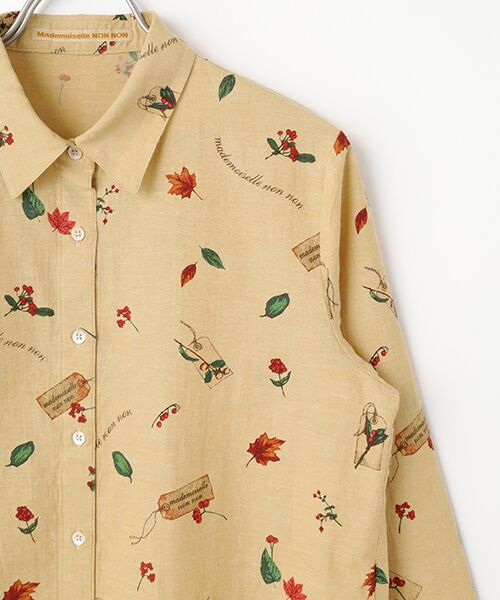 Mademoiselle NON NON / マドモアゼルノンノン シャツ・ブラウス | 綿麻ダンガリー メープル＆ナッツプリントシャツ | 詳細4