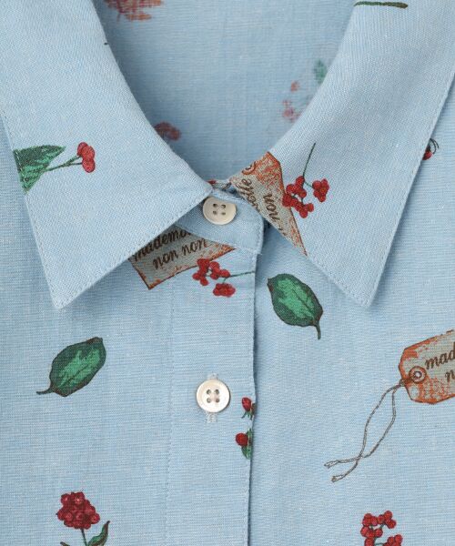 Mademoiselle NON NON / マドモアゼルノンノン シャツ・ブラウス | 綿麻ダンガリー メープル＆ナッツプリントシャツ | 詳細8