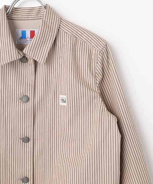 Mademoiselle NON NON / マドモアゼルノンノン ブルゾン | ヒッコリーストライプ ステンカラーブルゾン | 詳細4