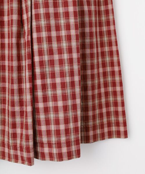 Mademoiselle NON NON / マドモアゼルノンノン ロング・マキシ丈スカート | オーガニックブロードチェック 車ひだタックスカート | 詳細5