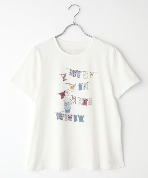 本日限定❢新品未使用 マドモアゼルノンノン ベアーのTシャツ 定価19800円 コンパクトヤーンエアロシフォン加工 ランドリーベアプリントT