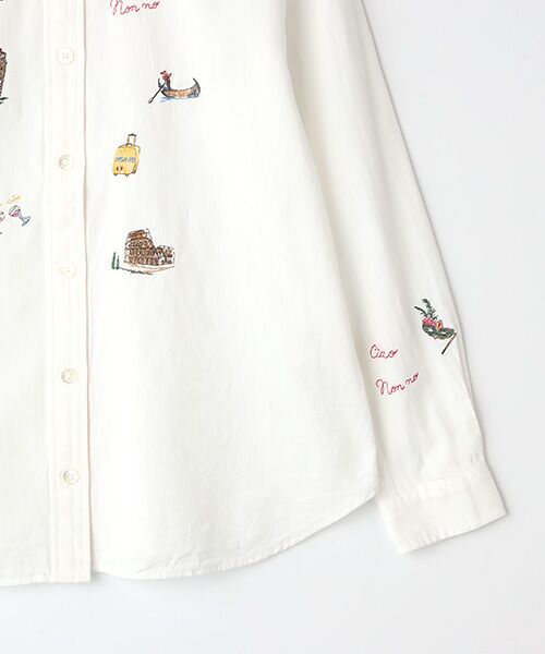 Mademoiselle NON NON / マドモアゼルノンノン シャツ・ブラウス | コットンツイルセルビッチ 飛び柄刺繍入りダンガリーシャツ | 詳細3