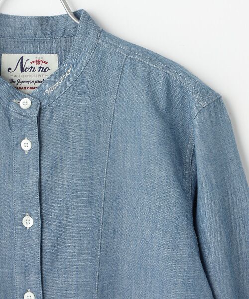 Mademoiselle NON NON / マドモアゼルノンノン シャツ・ブラウス | コットンツイルセルビッチ バンドカラーオーバーシャツ | 詳細2