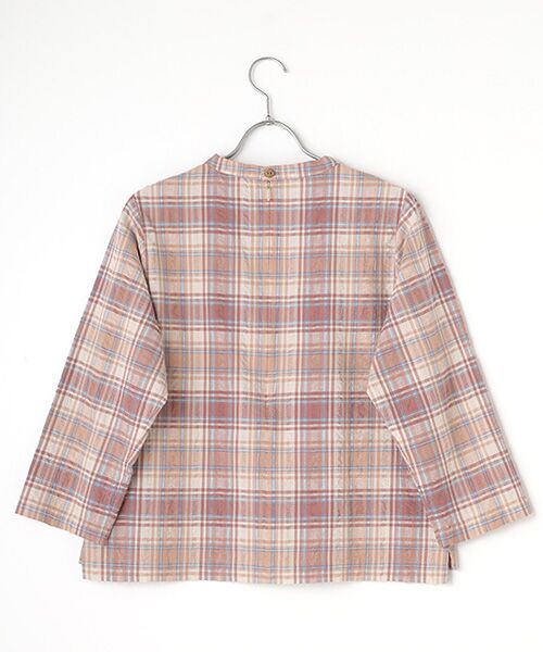 Mademoiselle NON NON / マドモアゼルノンノン シャツ・ブラウス | コットンドビーチェックワッシャー ボトルネックTブラウス | 詳細1