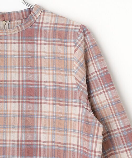 Mademoiselle NON NON / マドモアゼルノンノン シャツ・ブラウス | コットンドビーチェックワッシャー ボトルネックTブラウス | 詳細2