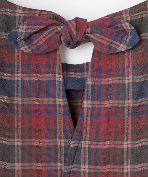 Mademoiselle NON NON / マドモアゼルノンノン ロング・マキシ丈ワンピース | コットンドビーチェックワッシャー バックリボンジャンパースカート | 詳細5