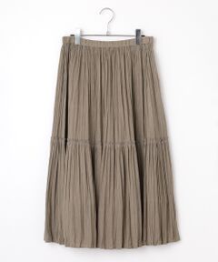 Mademoiselle NON NON / マドモアゼルノンノン ロング・マキシ丈スカート | エステル杢調 ランダムプリーツロングティアードスカート