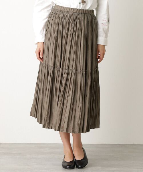 Mademoiselle NON NON / マドモアゼルノンノン ロング・マキシ丈スカート | エステル杢調 ランダムプリーツロングティアードスカート | 詳細2