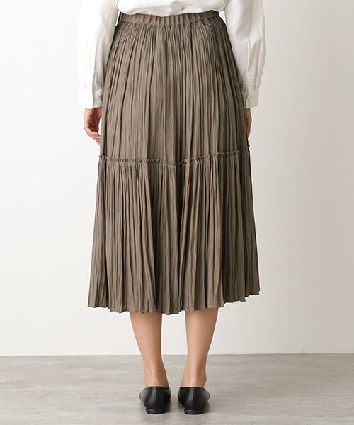 Mademoiselle NON NON / マドモアゼルノンノン ロング・マキシ丈スカート | エステル杢調 ランダムプリーツロングティアードスカート | 詳細4