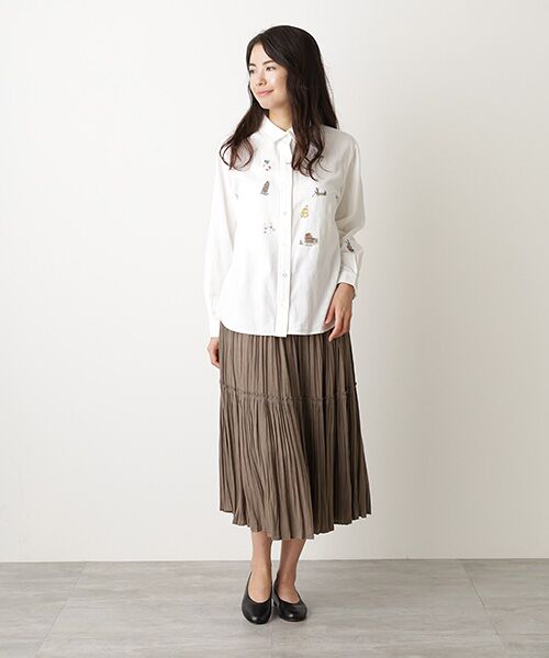 Mademoiselle NON NON / マドモアゼルノンノン ロング・マキシ丈スカート | エステル杢調 ランダムプリーツロングティアードスカート | 詳細5