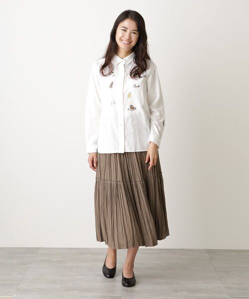 Mademoiselle NON NON / マドモアゼルノンノン ロング・マキシ丈スカート | エステル杢調 ランダムプリーツロングティアードスカート | 詳細6