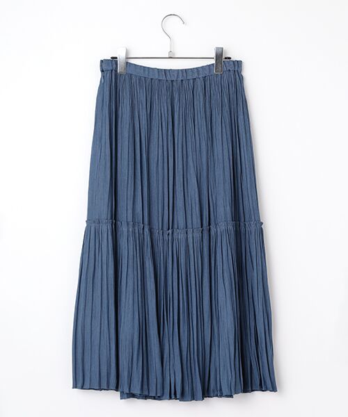 Mademoiselle NON NON / マドモアゼルノンノン ロング・マキシ丈スカート | エステル杢調 ランダムプリーツロングティアードスカート | 詳細7