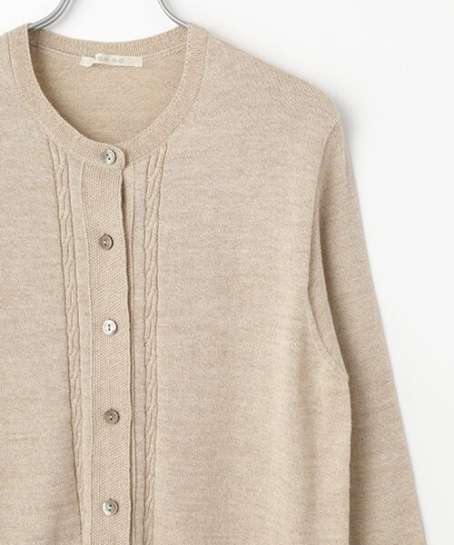 Mademoiselle NON NON / マドモアゼルノンノン カーディガン・ボレロ | メランジ綿ウール クルーネックカーディガン | 詳細2