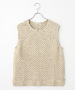 Mademoiselle NON NON / マドモアゼルノンノン ベスト | メランジ綿ウール スリットネックベスト