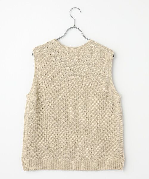 Mademoiselle NON NON / マドモアゼルノンノン ベスト | メランジ綿ウール スリットネックベスト | 詳細1
