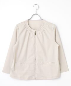 Mademoiselle NON NON / マドモアゼルノンノン カーディガン・ボレロ | 吊り風裏毛 ノーカラージップアップカーディガン