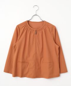 Mademoiselle NON NON / マドモアゼルノンノン カーディガン・ボレロ | 吊り風裏毛 ノーカラージップアップカーディガン